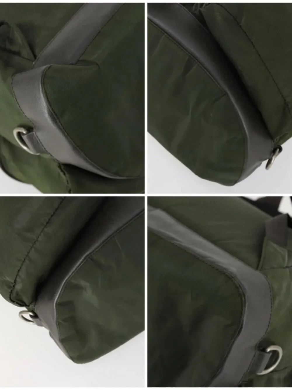 PRADA Backpack Nylon Khaki Silver Auth 156120